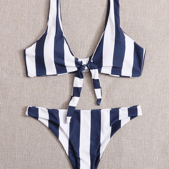 Striped Knot Front Bikini - Picture 3 of 5